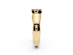 Fancy Pink Princess Cut Diamond Bezel Solitaire Ring Set in Yellow gold with Wide Band