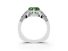 Fancy Green Heart Cut Diamond Solitaire Engagement Ring Set in White gold with Pavé Shoulders