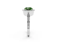 Fancy Green Round Cut Diamond Halo Engagement Ring Set in Silver with Accent Split Shank Band
