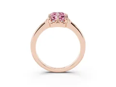 Fancy Pink Cushion Cut Diamond Round Cluster Halo Ring Set in Rose gold with Solitaire Band and Prong Setting