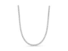Round Diamond Tennis Necklace Set in Silver with Four-Prong Setting