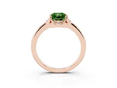 Fancy Green Radiant Cut Diamond Round Cluster Halo Ring Set in Rose gold with Solitaire Band and Prong Setting