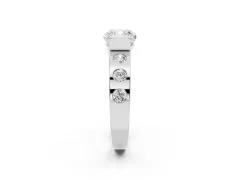 Cushion Cut Diamond Channel-Set Band Ring Set in Platinum with Bezel Prong Setting