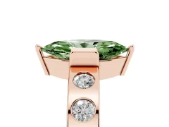 Fancy Green Marquise Cut Diamond Channel-Set Band Ring Set in Rose gold with Bezel Prong Setting