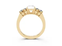 Radiant Cut Diamond Five-Stone Prong Set Band Ring Set in Yellow gold with Polished Band