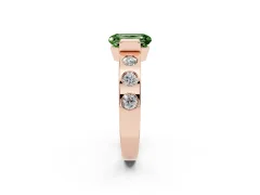 Fancy Green Emerald Cut Diamond Channel-Set Band Ring Set in Rose gold with Bezel Prong Setting