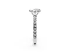 Oval Cut Diamond Pavé Solitaire Engagement Ring Set in Platinum with Prong Setting