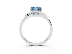 Fancy Blue Princess Cut Diamond Solitaire Ring Set in Silver with Polished Twist Band