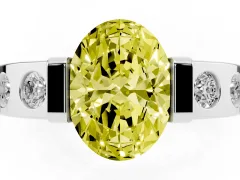 Fancy Yellow Oval Cut Diamond Channel-Set Band Ring Set in Platinum with Bezel Prong Setting