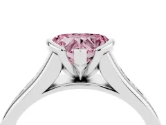 Fancy Pink Heart Cut Diamond Bezel-Set Solitaire Ring Set in Platinum with Channel-Set Band