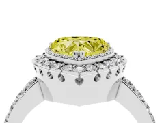 Fancy Yellow Heart Cut Diamond Halo Ring Set in Silver with Pavé Shank and Prong Setting