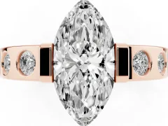 Marquise Cut Diamond Channel-Set Band Ring Set in Rose gold with Bezel Prong Setting