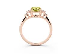 Fancy Yellow Oval Cut Diamond Cluster Ring Set in Rose gold with Plain Band and Prong Setting