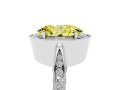 Fancy Yellow Oval Cut Diamond Halo Engagement Ring Set in Silver with Accent Split Shank Band
