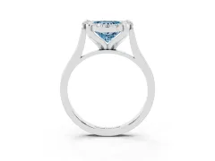 Fancy Blue Heart Cut Diamond Cluster Halo Solitaire Ring Set in Silver with Prong Setting