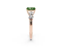 Fancy Green Radiant Cut Diamond Five-Stone Prong Set Ring Set in Rose gold with Classic Band