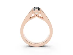 Fancy Black Marquise Cut Diamond Solitaire Ring Set in Rose gold with Channel-Set Accent Stones and Prong Setting
