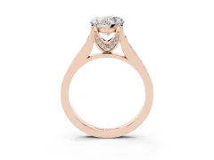 Heart Cut Diamond Solitaire Pavé Engagement Ring Set in Rose gold with Prong Setting
