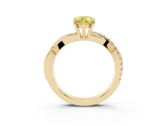 Fancy Yellow Pear Cut Diamond Twisted Pavé Band Ring Set in Yellow gold with Prong Setting
