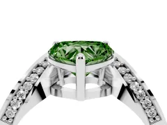 Fancy Green Heart Cut Diamond Solitaire Engagement Ring Set in Platinum with Pavé Shoulders