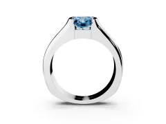 Fancy Blue Radiant Cut Diamond Bezel Solitaire Ring Set in Platinum with Wide Band