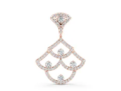 Pavé Round Diamond Fan Pendant Set in Rose gold with Prong Setting