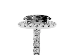 Fancy Black Oval Cut Diamond Halo Pavé Engagement Ring Set in Platinum with Prong Setting