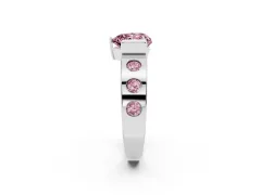 Fancy Pink Heart Cut Diamond Channel-Set Band Ring Set in Platinum with Bezel Prong Setting
