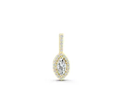 Marquise Diamond Halo Pendant Set in Yellow gold with Pavé Frame