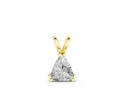 Trillion Cut Diamond Solitaire Pendant Set in Yellow gold with Double Prong Setting