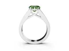 Fancy Green Heart Cut Diamond Solitaire Ring Set in White gold with Channel-Set Accent Stones and Prong Setting