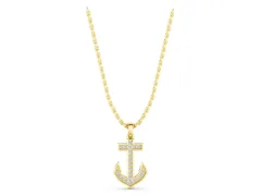 Pavé Round Diamond Anchor Pendant Set in Yellow gold with Four-Prong Setting