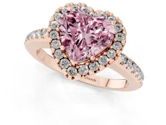 Fancy Pink Heart Cut Diamond Pavé Halo Ring Set in Rose gold with Prong Setting
