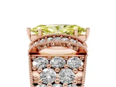 Fancy Yellow Marquise Cut Diamond Milgrain Halo Pavé Engagement Ring Set in Rose gold with Prong Setting