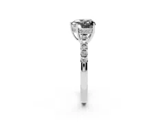Fancy Black Heart Cut Diamond Solitaire Engagement Ring Set in Silver with Pavé Band and Prong Setting