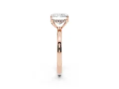 Radiant Cut Diamond Solitaire Ring Set in Rose gold with Plain Band and Prong Setting