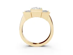Radiant Cut Diamond Three-Stone Channel Set Ring Set in Yellow gold with Smooth Polished Band