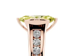 Fancy Yellow Marquise Cut Diamond Bezel-Set Solitaire Ring Set in Rose gold with Channel-Set Band