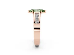 Fancy Green Marquise Cut Diamond Solitaire Ring Set in Rose gold with Channel-Set Accent Stones and Prong Setting