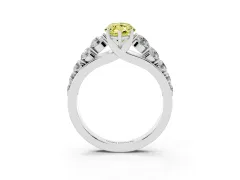 Fancy Yellow Marquise Cut Diamond Solitaire Ring Set in Silver with Pavé-Set Band and Prong Setting