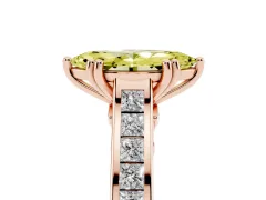 Fancy Yellow Marquise Cut Diamond Channel Set Solitaire Engagement Ring Set in Rose gold with Prong Setting