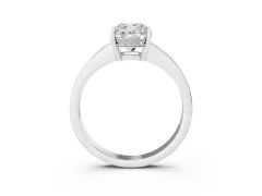 Cushion Cut Diamond Pavé Band Prong Set Solitaire Ring Set in Silver