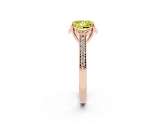 Fancy Yellow Princess Cut Diamond Halo Ring Set in Rose gold with Channel Set Band and Prong Setting