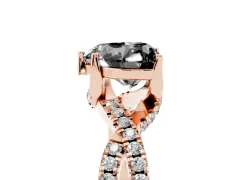 Fancy Black Heart Cut Diamond Twist Pavé Solitaire Engagement Ring Set in Rose gold with Prong Setting