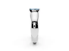 Fancy Blue Radiant Cut Diamond Bezel Solitaire Ring Set in Platinum with Wide Band