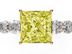 Fancy Yellow Princess Cut Diamond Five-Stone Prong Set Band Ring Set in Rose gold with Polished Band