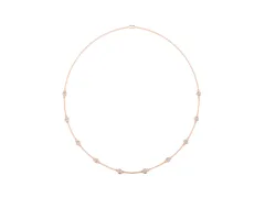 Round Diamond Station Necklace Set in Rose gold with Bezel-Set Stones