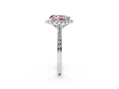 Fancy Pink Pear Cut Diamond Pavé Halo Engagement Ring Set in Silver with Pavé Band and Prong Setting