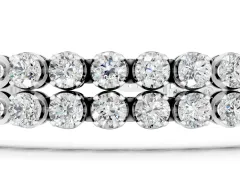 Round Diamond Double Row Tennis Bracelet Set in Silver with Prong Setting