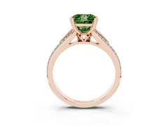 Fancy Green Princess Cut Diamond Split Shank Pavé Engagement Ring Set in Rose gold with Prong-Set Center Stone